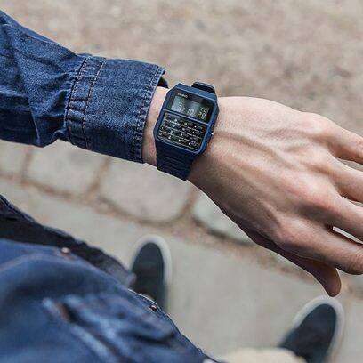 Casio Vintage Calculator Watch for Men | Blue Strap, Stopwatch