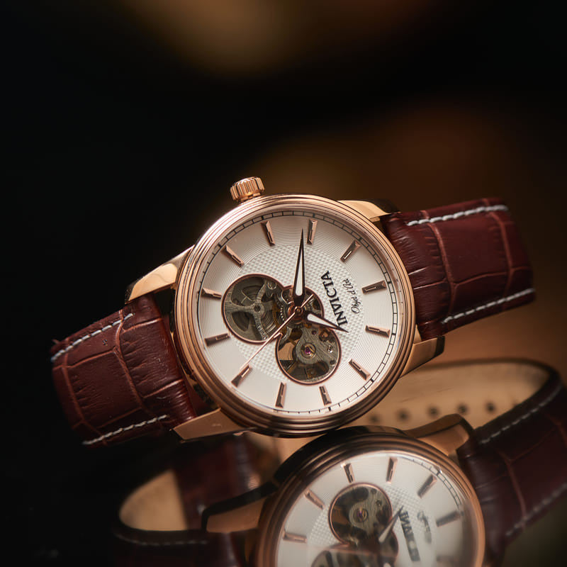 Invicta Objet d'Art Skeleton Automatic Watch | Brown/Rose Gold, 50M WR