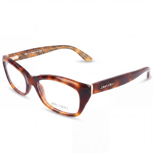 Jimmy Choo 82 Havana Gold Rectangle Eyeglasses for Women, Plastic frame