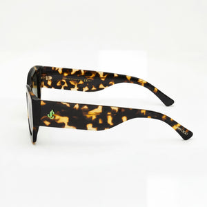 Jimmy Choo CAMI/S Rectangle Sunglasses Women — side view, Non-Polarized Havana lens