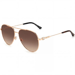 Jimmy Choo Classic Gold Rectangle Sunglasses for Women, Gold lens