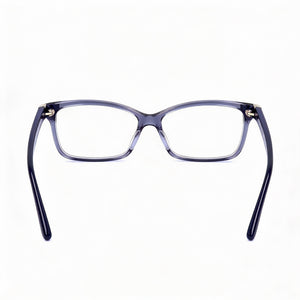 Jimmy Choo Eyewear Rectangle Eyeglasses Women — side view, Blue Acetate temples