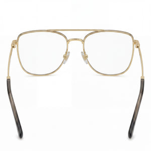 Jimmy Choo Square Eyeglasses Women — side view, Gold Metal temples