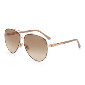 Jimmy Choo GRAY/S 0BKU JL Gold Aviator Sunglasses for Women, Brown Gradient / Gold Flash lens