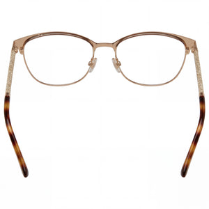 Jimmy Choo Cat Eye Eyeglasses Women — side view, Gold Stainless Steel temples