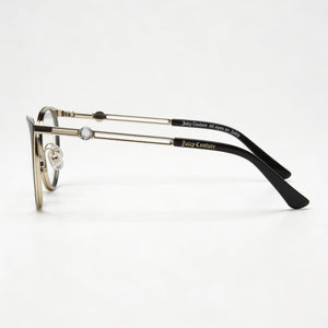 Juicy Couture Modern Oval Eyeglasses Unisex — side view, Black Alloy Steel temples