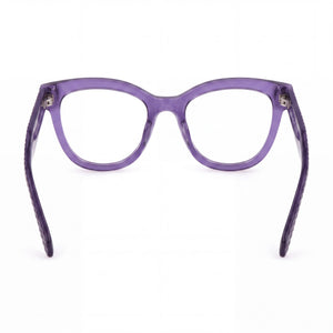 Just Cavalli VJC004V Cat Eye Eyeglasses Women — side view, Violet Acetate temples