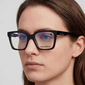 Karl Lagerfeld KL6097 Square Eyeglasses for Unisex — interior view, Polycarbonate demo lenses