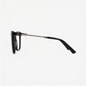 Karl Lagerfeld KL6108 N Square Eyeglasses Women — side view, Black Acetate temples