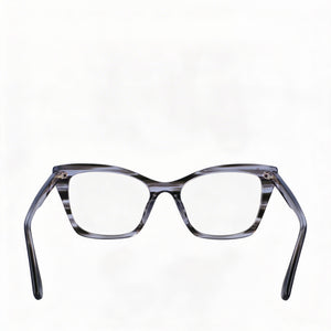 Karl Lagerfeld KL6134 Cat Eye Eyeglasses Women — side view, Striped Grey Acetate temples