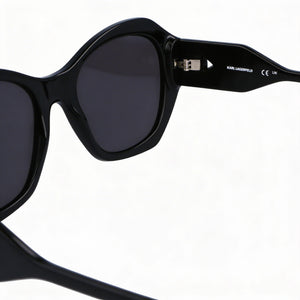 Karl Lagerfeld KL6146S N Round Sunglasses Women — side view, Non-polarized Black lens