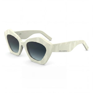 Karl Lagerfeld Kl6199s White Square Sunglasses for Women, Gradient Blue lens