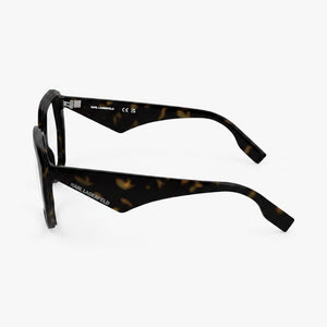 Karl Lagerfeld Kl6213 Geometric Eyeglasses Women — side view, Tortoise Acetate temples