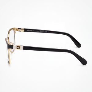 Kate Spade New York 101698 Rectangle Eyeglasses Women — side view, Black Metal temples