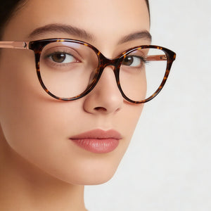 Kate Spade New York Adelle Round Eyeglasses Women — side view, Havana Plastic temples