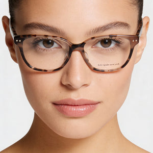 Kate Spade New York Aurelia / F Square Eyeglasses Women — side view, Havana Plastic temples