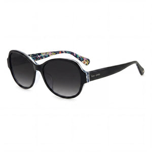 Kate Spade New York Black Oval Sunglasses for Women, Dark Grey Shaded lens
