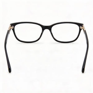 Kate Spade New York Rectangle Eyeglasses Women — side view, Shiny Black Plastic temples