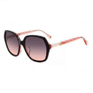 Kate Spade New York Black Square Sunglasses for Women, Black Pink lens