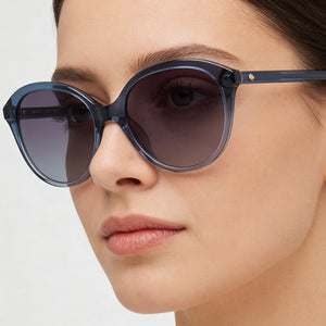 Kate Spade New York Bria/G/S Round Sunglasses Women — side view, Non-Polarized Blue Shaded lens