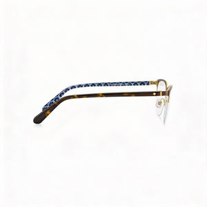 Kate Spade New York Square Eyeglasses Women — side view, Brown Stainless Steel temples