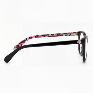 Kate Spade New York Cailye Rectangle Eyeglasses Women — side view, Black Violet Plastic temples