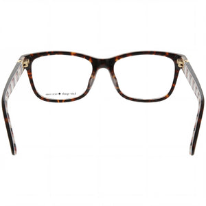 Kate Spade New York Calley Square Eyeglasses Women — side view, Havana Acetate temples