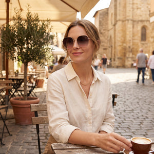 Kate Spade New York Casual Round Sunglasses for Women — interior view, Non-Polarized lens detail