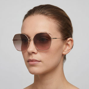 Kate Spade New York Casual Round Sunglasses Women — side view, Non-Polarized Brown Shaded lens