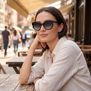 Kate Spade New York Classic Black Sunglasses Women — outdoor wear, Dark Grey Shaded Non-Polarized lens