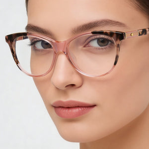 Kate Spade New York Cat Eye Eyeglasses Women — side view, Havana Acetate temples