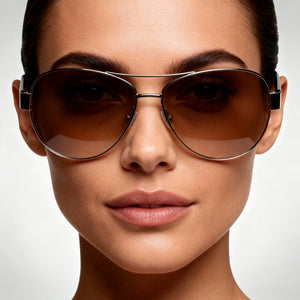 Kate Spade New York Dalia Aviator Sunglasses Women — side view, Non-Polarized Brown lens