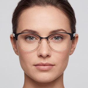 Kate Spade New York Emelyn Cat Eye Eyeglasses Women — side view, Black Alloy Steel temples