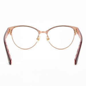 Kate Spade New York Emelyn Cat Eye Eyeglasses Women — side view, Red Metal temples