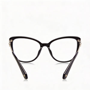 Kate Spade New York Flavia Cat Eye Eyeglasses Women — side view, Black Plastic temples