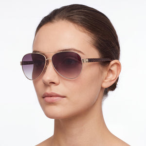 Kate Spade New York GENEVA/S Aviator Sunglasses Women — side view, Non-Polarized Gradient Brown lens