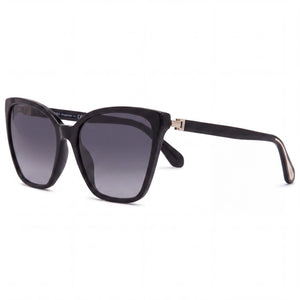 Kate Spade New York Glam Black Cat Eye Sunglasses for Women, Grey lens