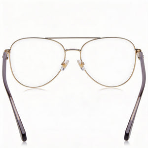 Kate Spade New York Aviator Eyeglasses Women — side view, Gold Alloy Steel temples