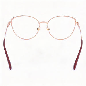 Kate Spade New York Cat Eye Eyeglasses Women — side view, Gold Metal temples