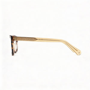 Kate Spade New York Rectangle Eyeglasses Women — side view, Havana Acetate temples