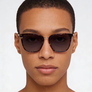 Kate Spade New York Square Sunglasses Unisex — side view, Non-Polarized Blue Havana lens