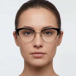 Kate Spade New York Jailyn Cat Eye Eyeglasses Women — side view, Black/Gold Metal temples