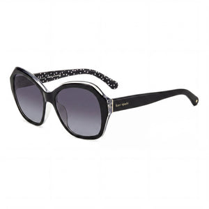Kate Spade New York Lottie/G/S Black Cat Eye Sunglasses for Women, Grey Shaded lens
