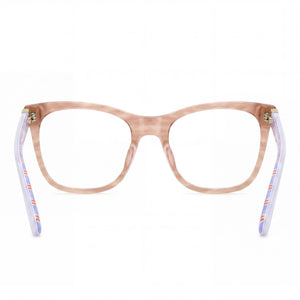 Kate Spade New York Temperance Square Eyeglasses Women — side view, Beige Havana Plastic temples