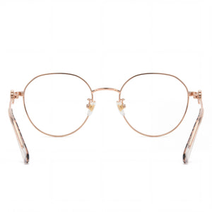 Kate Spade New York Trinity/f Round Eyeglasses Women — side view, Gold Titanium temples