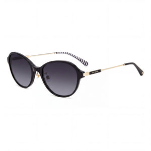 Kate Spade New York Vonnie/F/S Black Oval Sunglasses for Women, Dark Grey Shaded lens