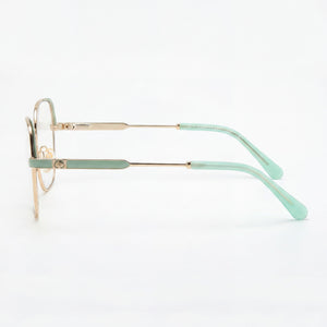 Kate Spade New York Zeena/G Square Eyeglasses Women — side view, Gold Green Metal temples