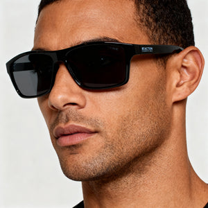 Kenneth Cole Athletic Rectangle Sunglasses Men — side view, Non-Polarized Smoke lens