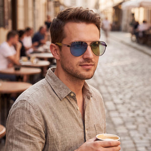 Kenneth Cole Kc1394 Aviator Sunglasses Men — side view, Non-Polarized Smoke lens