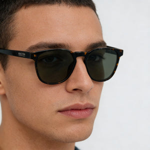 Kenneth Cole KC1414 Round Sunglasses for Men — interior view, Non-Polarized lens detail